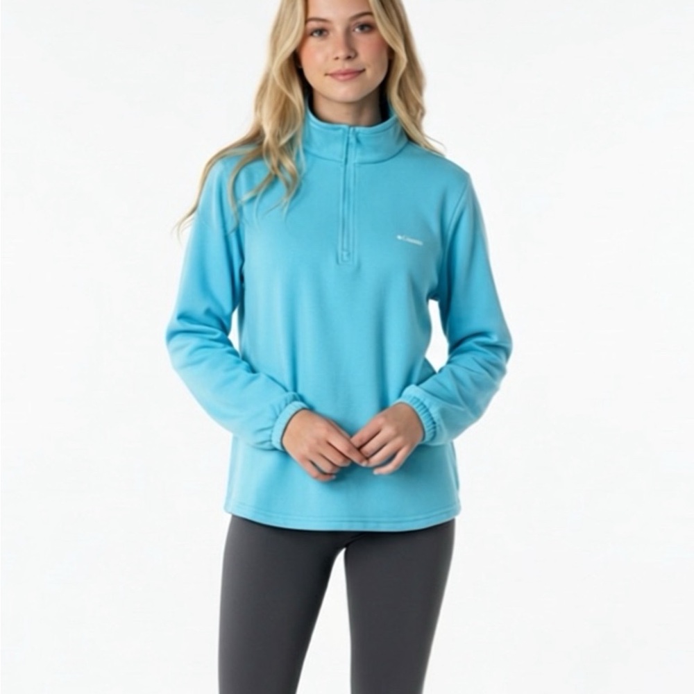 Columbia Women's Trek French Terry Half Zip Aquamarine Large